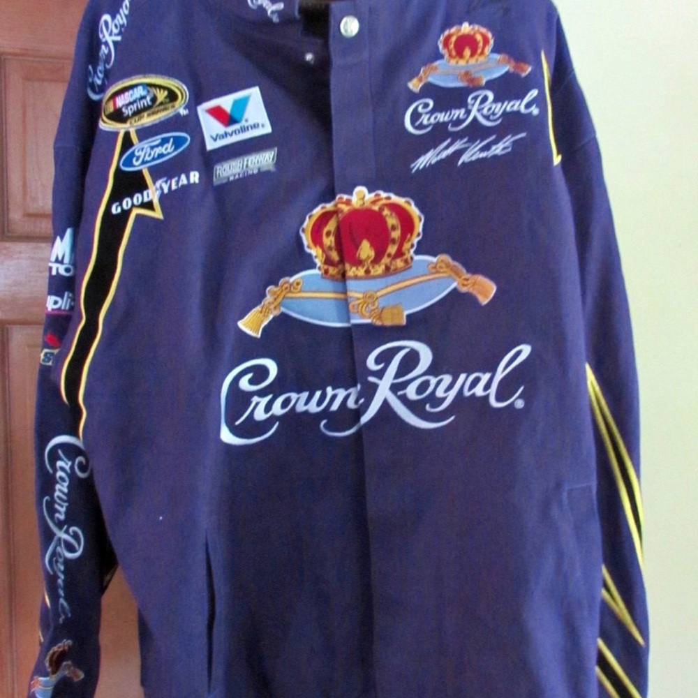 Nascar Crown Royal Bomber Jacket - Navy and Gold